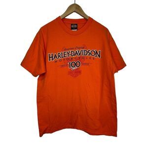 HARLEY-DAVIDSON Motorcycles Orange ZYLSTRA Tshirt Men’s Size Large
